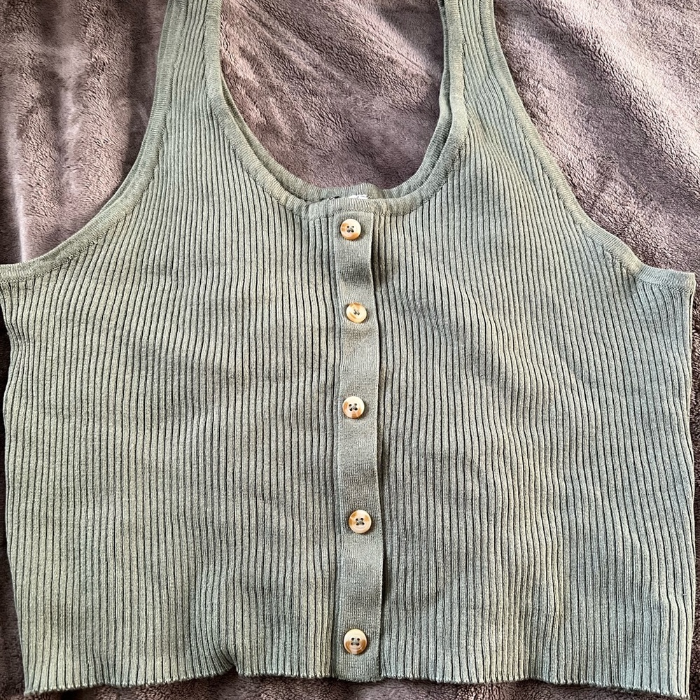 Olive Ribbed crop top
